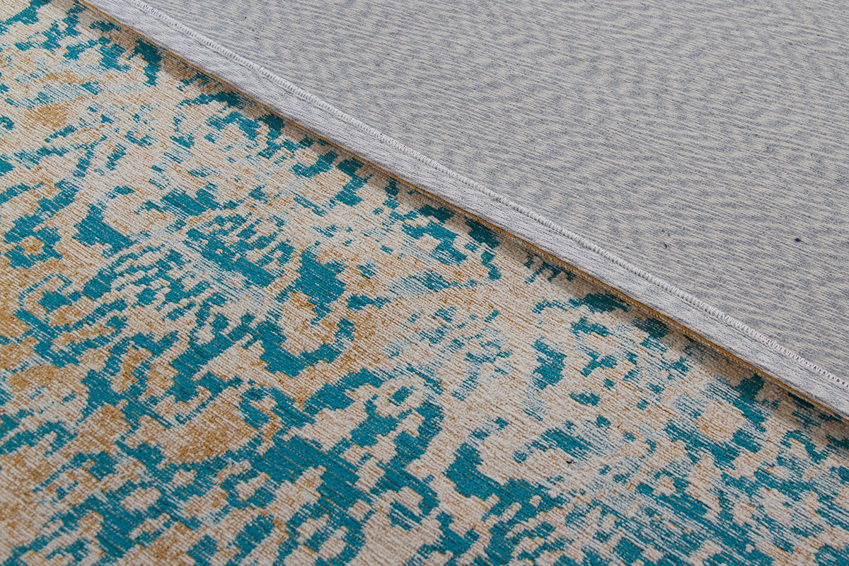 Tapis motif abstrait cru et bleu 160 x 230 cm AZUR