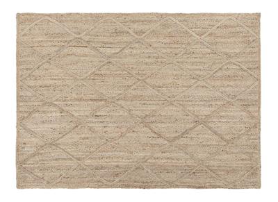 Tapis naturel en jute tiss&eacute; main avec motifs losanges 160 x 230 cm RAFI