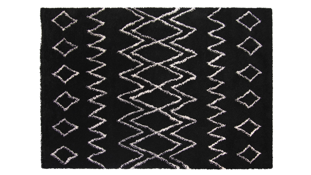 Tapis noir et ivoire polypropylne 160x230 cm AZETTA