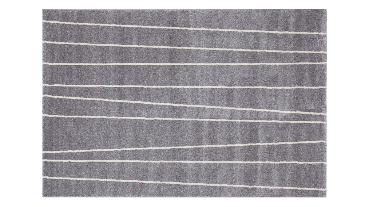 Tapis ray gris et blanc 160 x 230 cm LINE