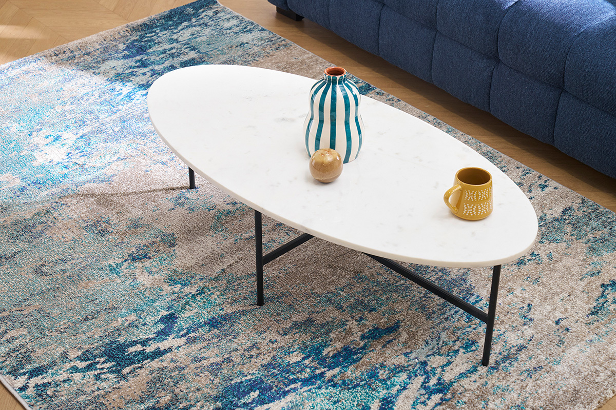 Tapis rectangulaire � motif abstrait bleu 160 x 230 cm CAPS