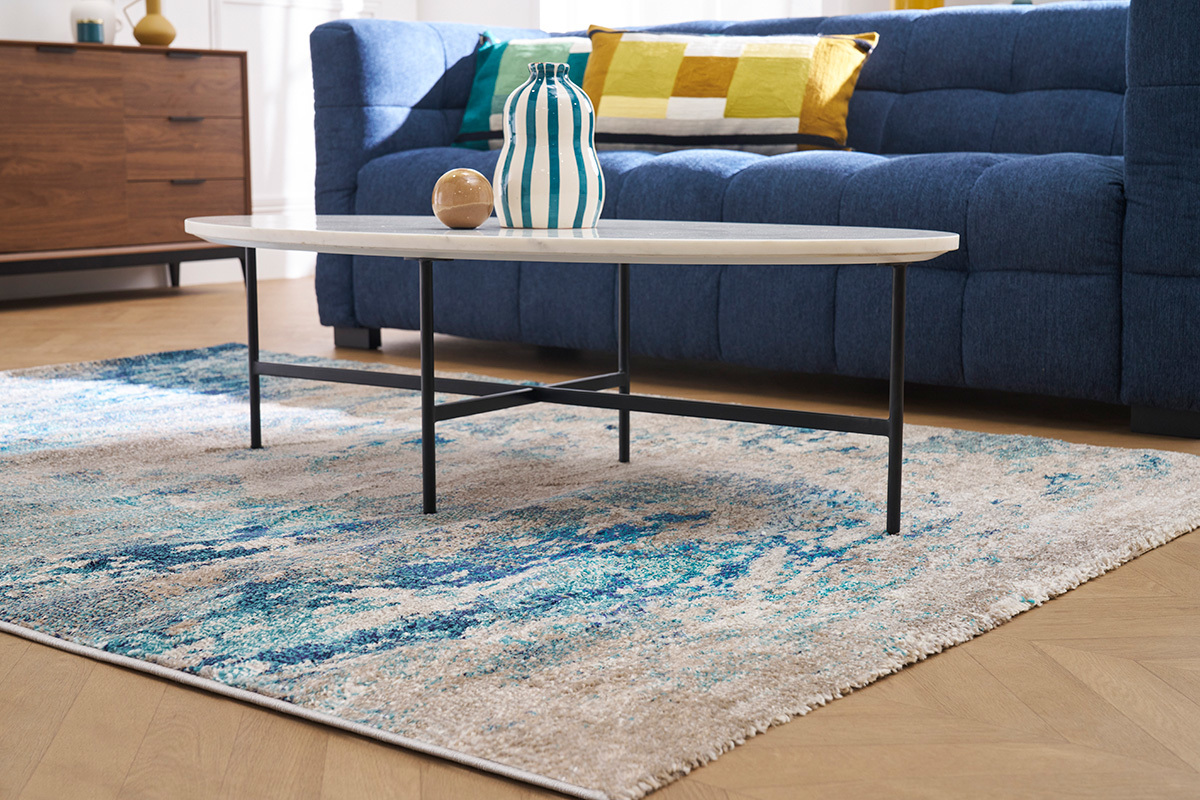 Tapis rectangulaire � motif abstrait bleu 160 x 230 cm CAPS