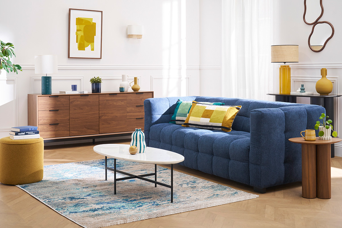 Tapis rectangulaire � motif abstrait bleu 160 x 230 cm CAPS