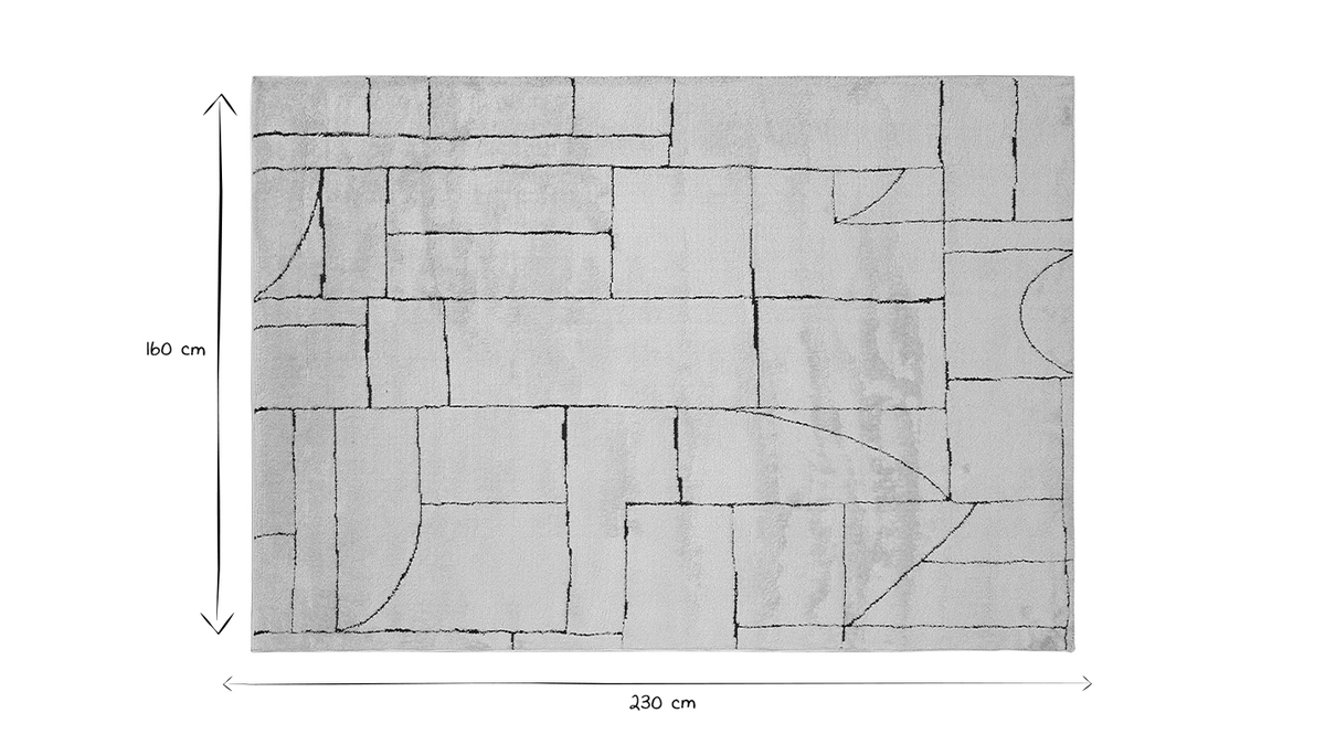 Tapis rectangulaire  motifs gomtriques blanc cass et noir 160 x 230 cm ENVY