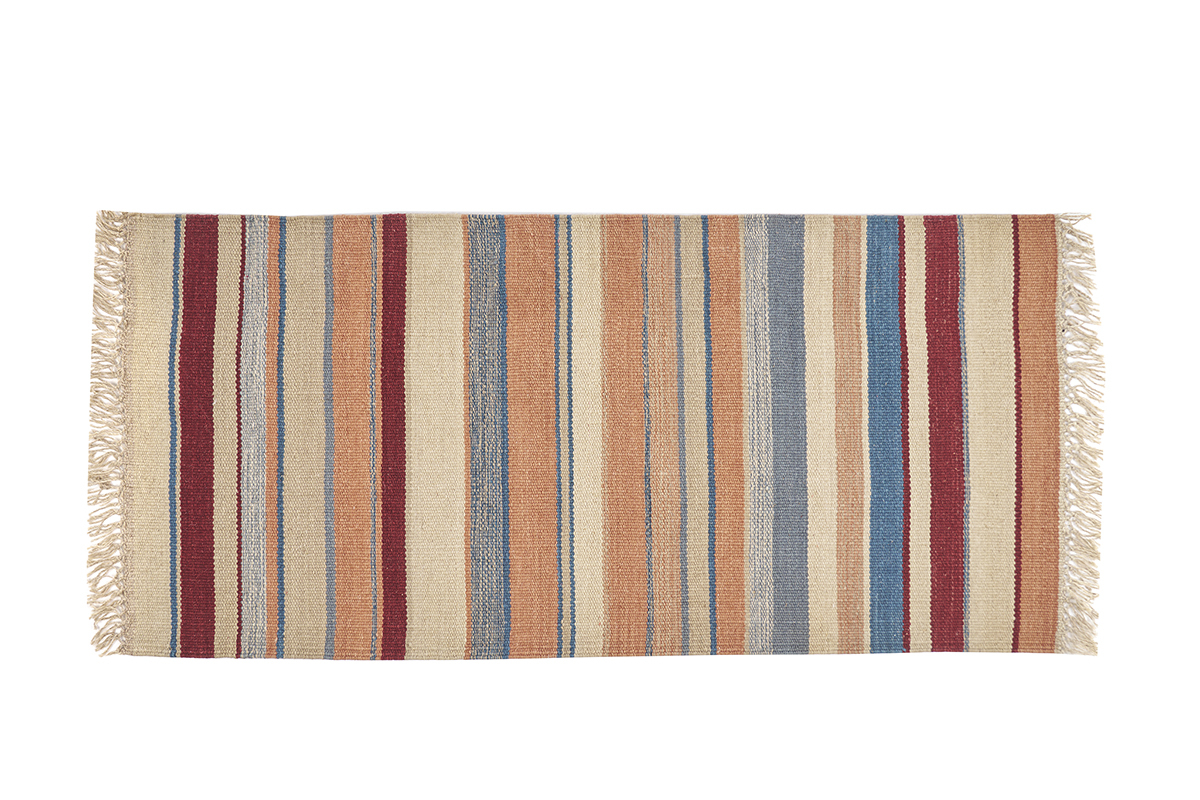 Tapis rectangulaire ray multicolore en coton 60 x 120 cm SUPLA