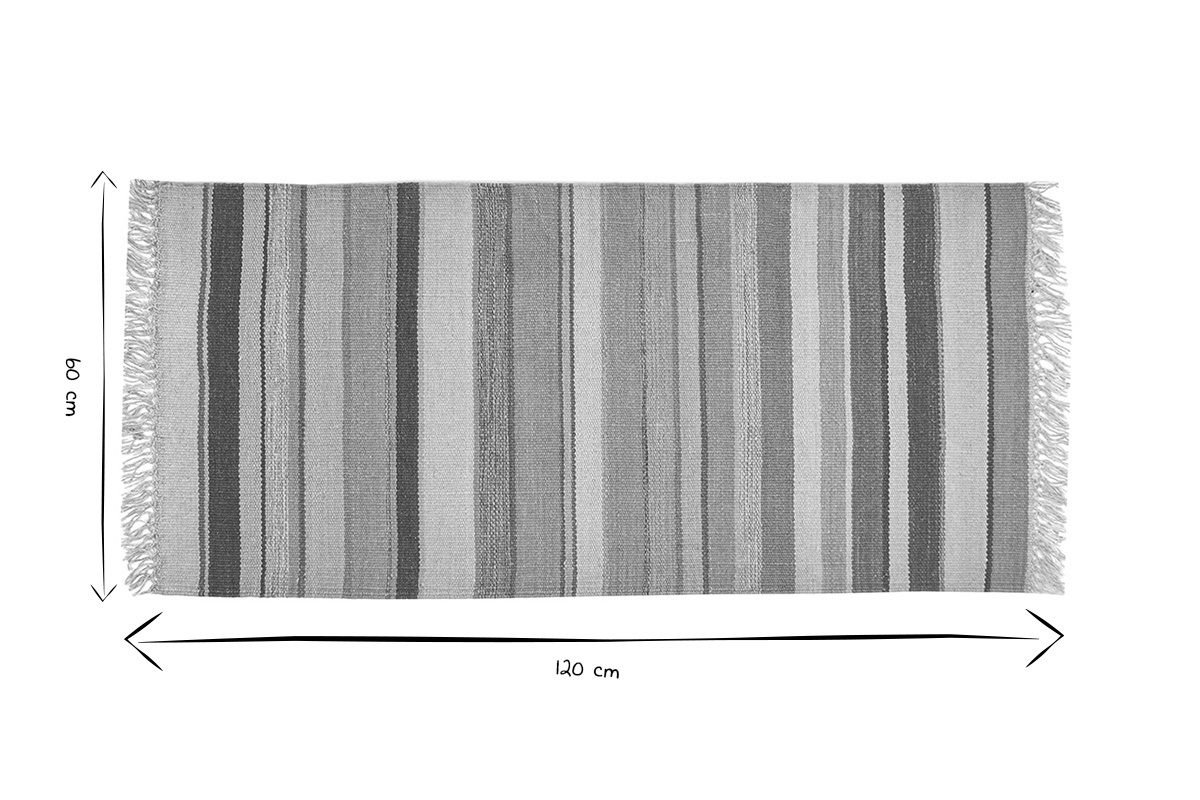 Tapis rectangulaire ray multicolore en coton 60 x 120 cm SUPLA