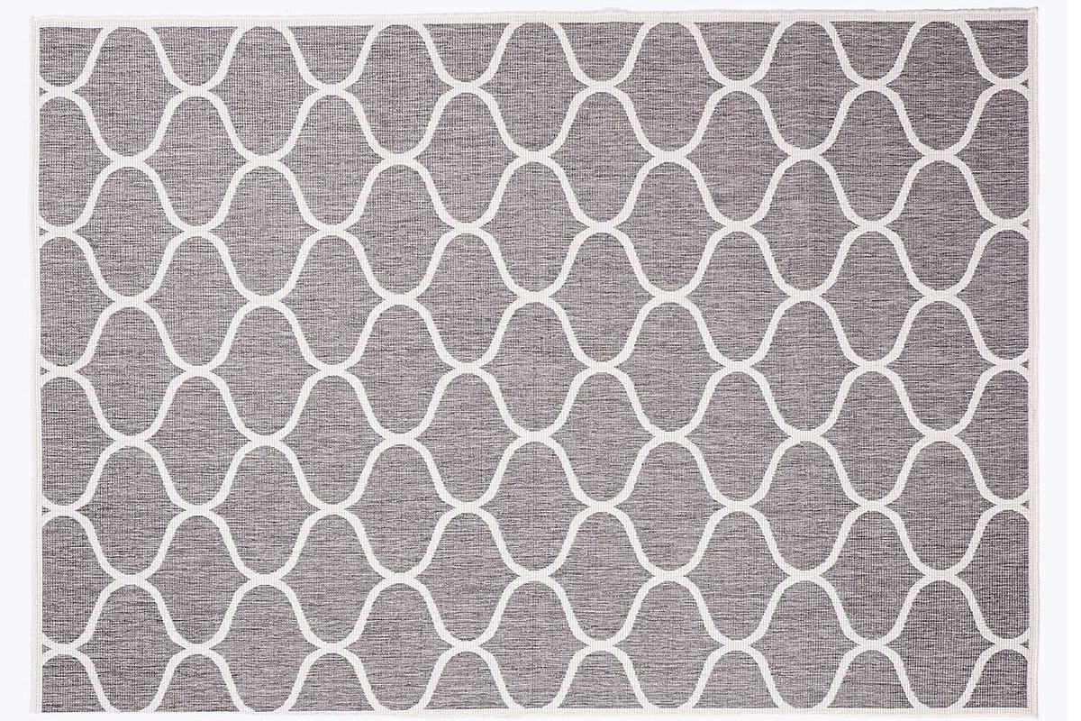 Tapis reversible int�rieur/ext�rieur blanc cr�me et gris 160 x 230 cm SPIN