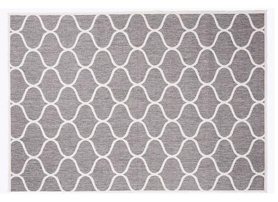 Tapis reversible int&eacute;rieur/ext&eacute;rieur blanc cr&egrave;me et gris 160 x 230 cm SPIN
