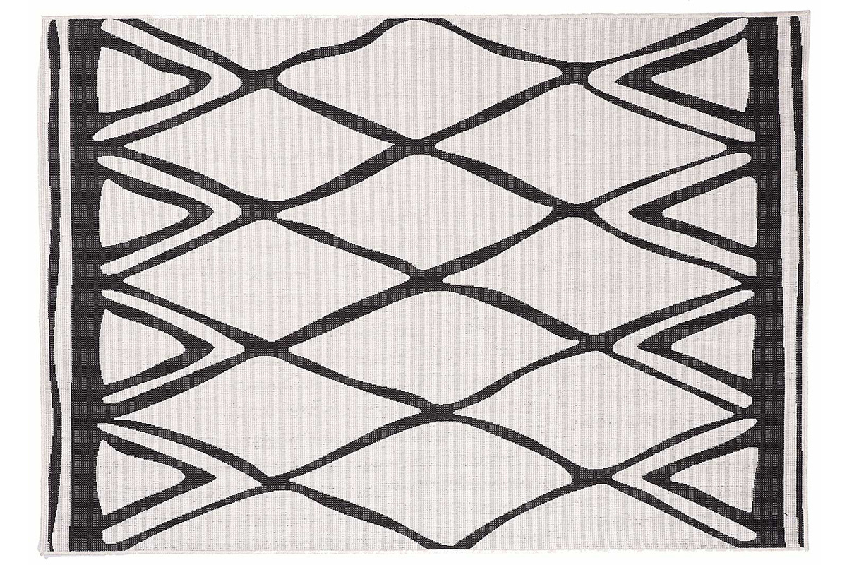 Tapis rversible intrieur extrieur blanc et noir 160 x 230 cm ROCCA