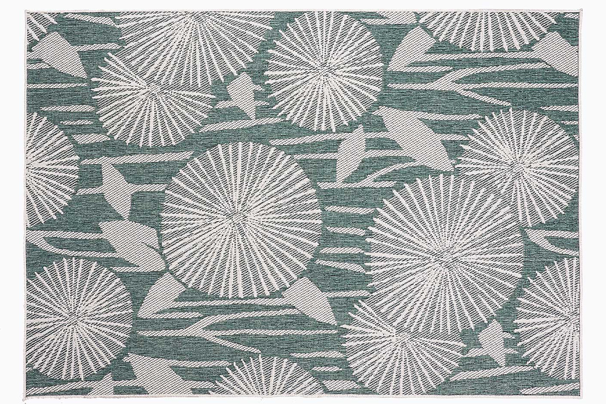 Tapis r�versible int�rieur ext�rieur motif floral vert 160 x 230 cm KONKA
