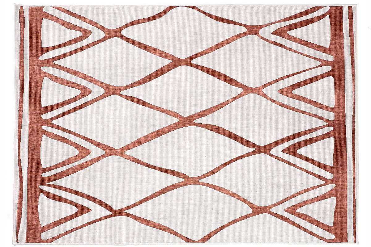 Tapis rversible intrieur extrieur terracotta et blanc 160 x 230 cm ROCCA