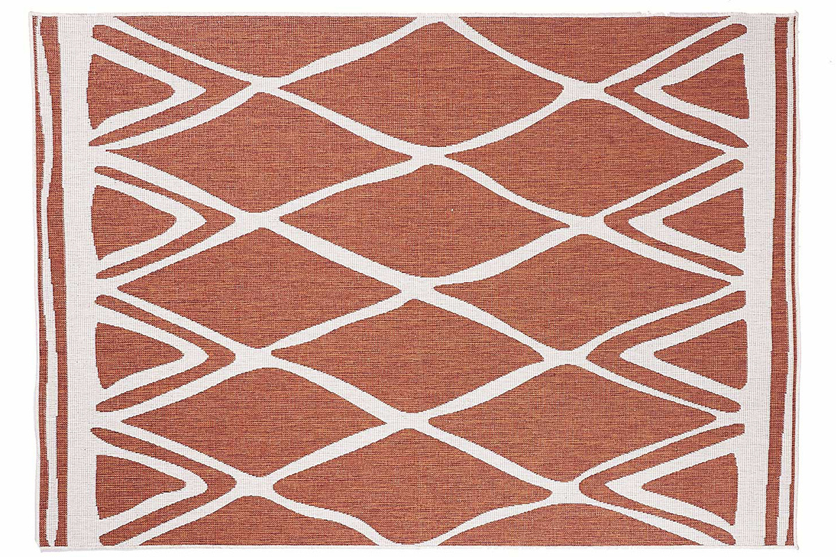 Tapis rversible intrieur extrieur terracotta et blanc 160 x 230 cm ROCCA
