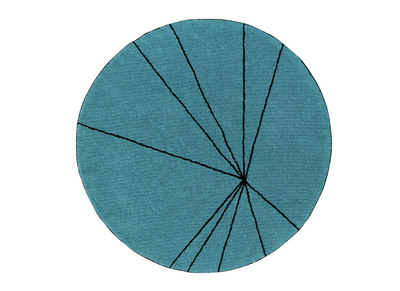 Tapis rond coton bleu p&eacute;trole 160cm RADIUM