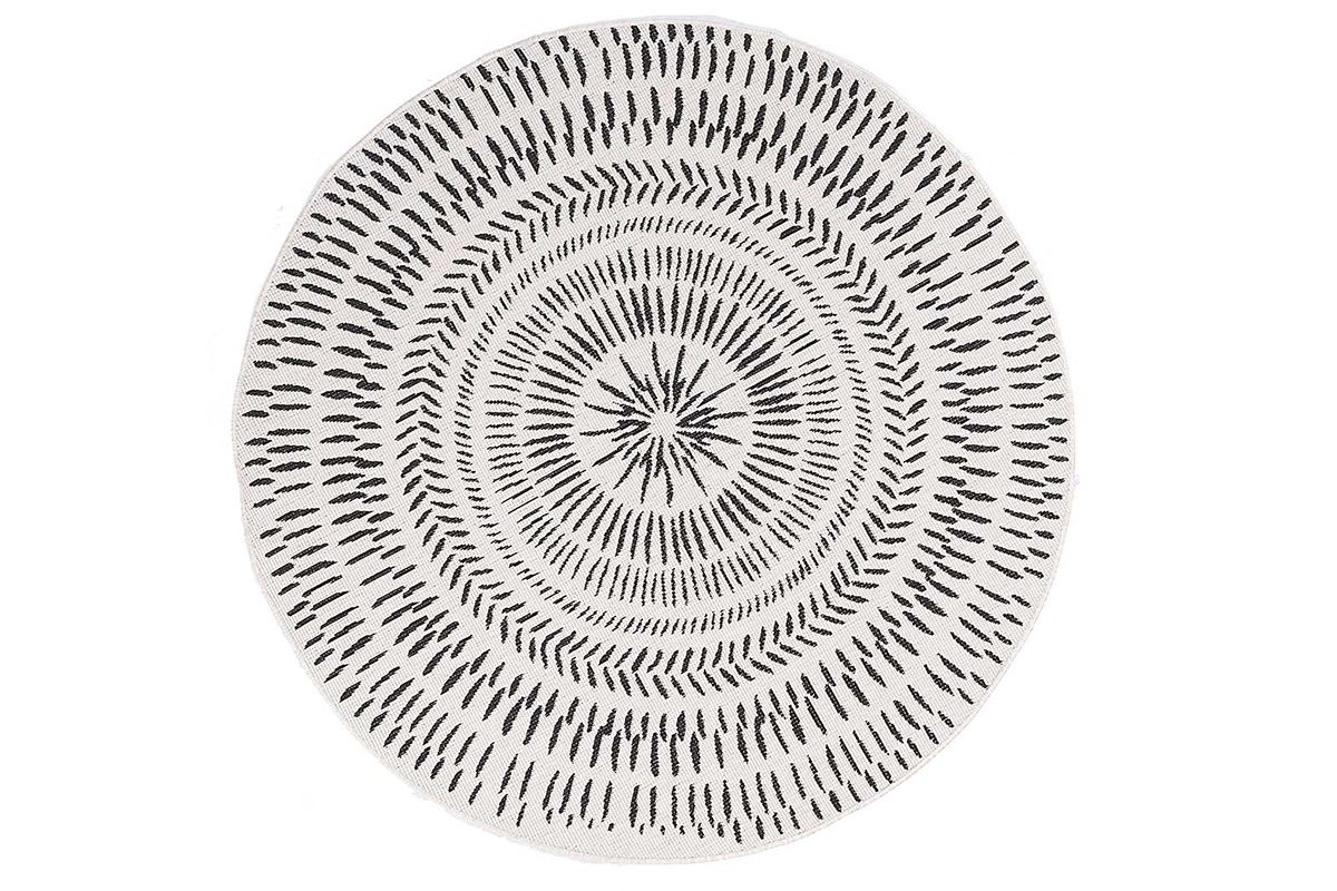 Tapis rond r�versible int�rieur ext�rieur blanc et noir D160 cm ENYA