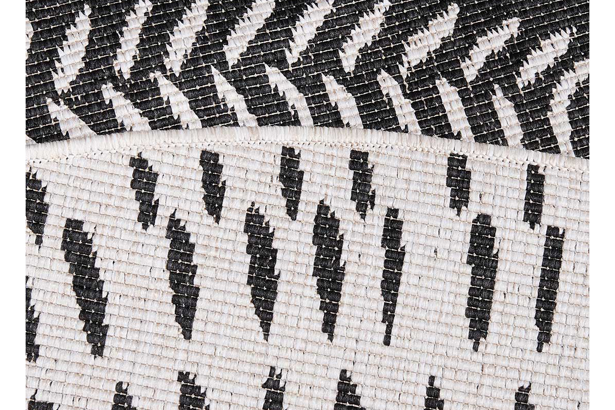 Tapis rond r�versible int�rieur ext�rieur blanc et noir D160 cm ENYA