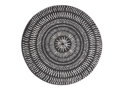 Tapis rond r&eacute;versible int&eacute;rieur ext&eacute;rieur blanc et noir D160 cm ENYA