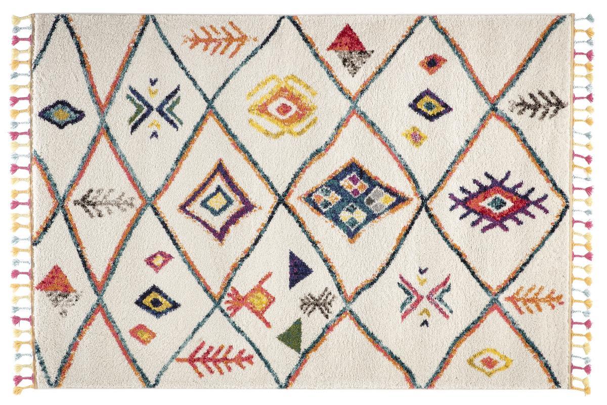 Tapis style berbre avec pompons multicolore 160 x 230 cm MEDINA
