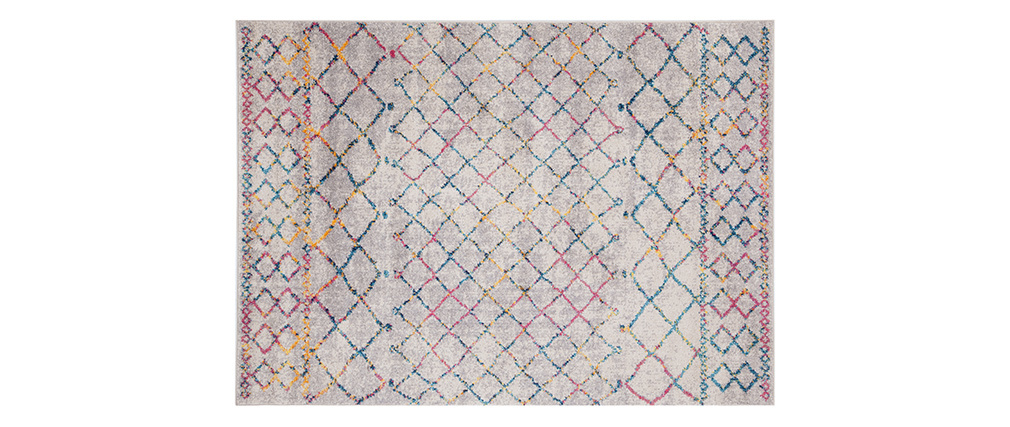 Tapis style berb�re gris et multicolore 200 x 300 cm CIELO