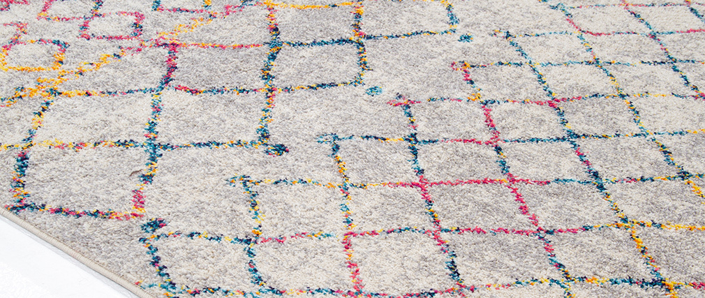 Tapis style berb�re gris et multicolore 200 x 300 cm CIELO