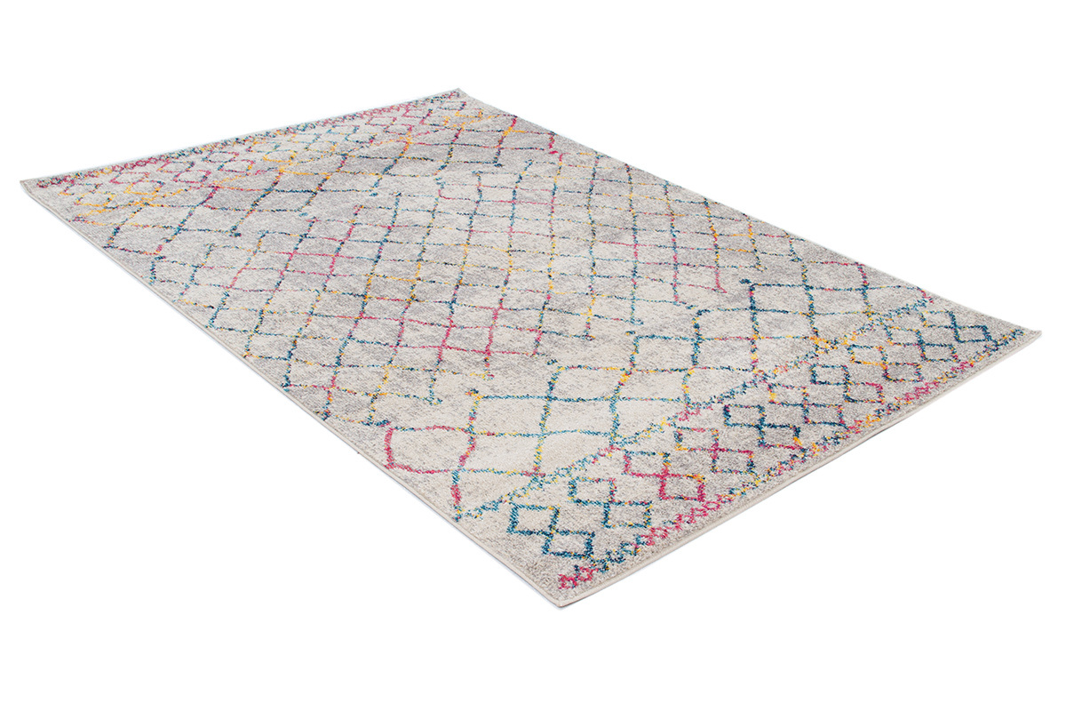 Tapis style berb�re gris et multicolore 200 x 300 cm CIELO