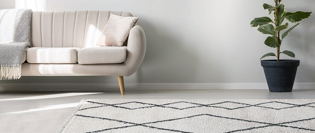 Tapis style berb�re motif noir 160 x 230 cm TRIBU