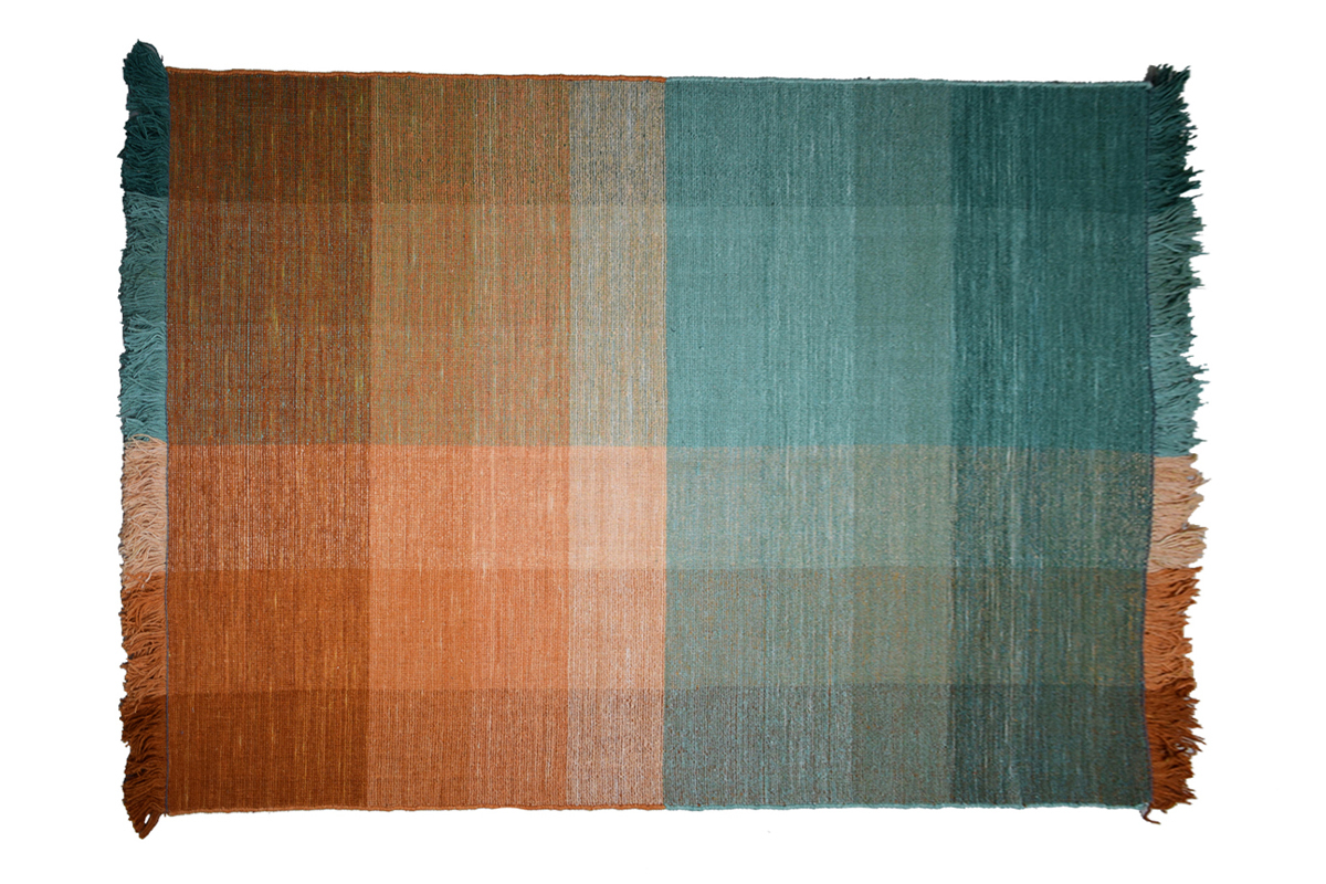 Tapis tiss  la main bleu et orange 160 x 230 cm MARLEY