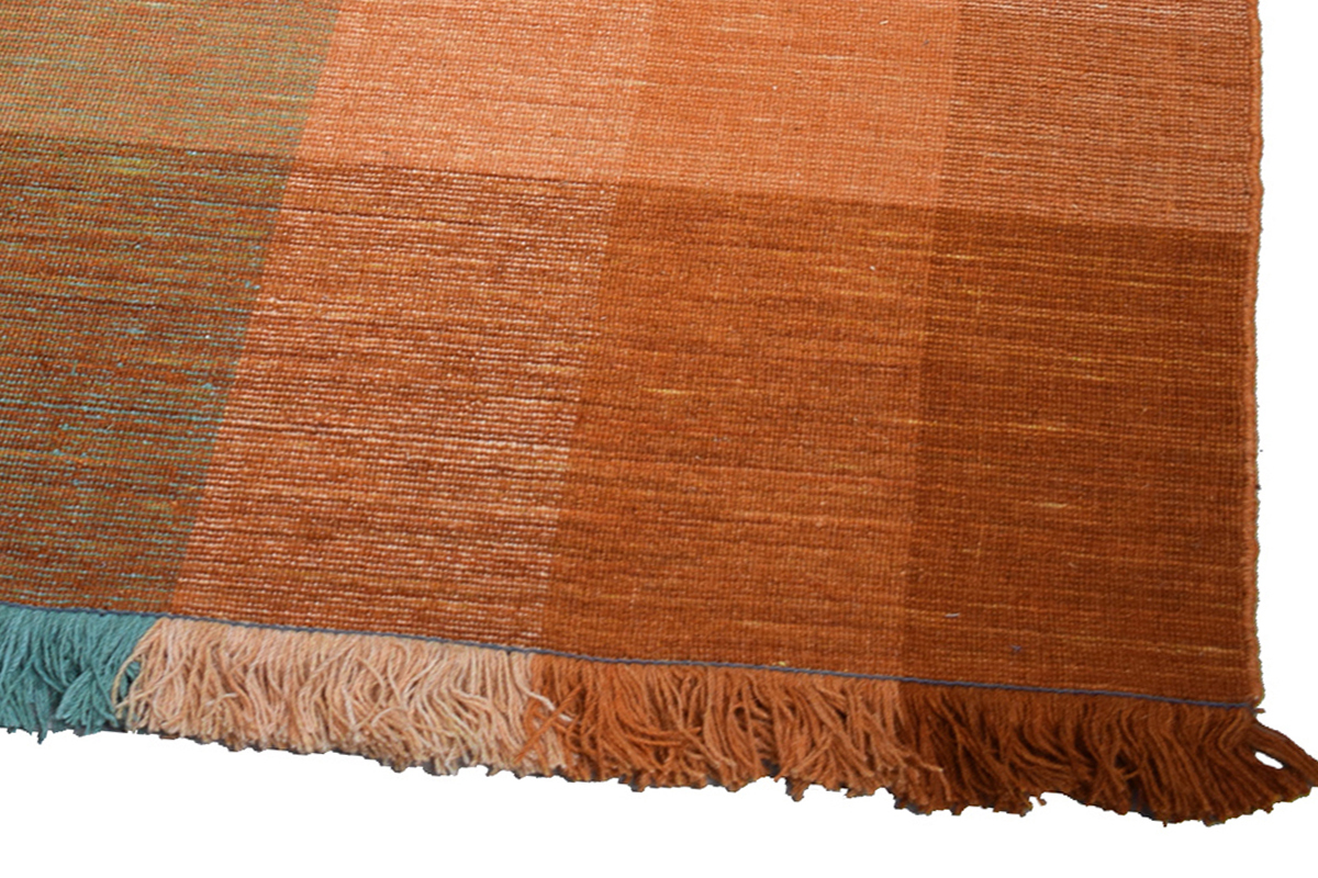Tapis tiss  la main bleu et orange 160 x 230 cm MARLEY