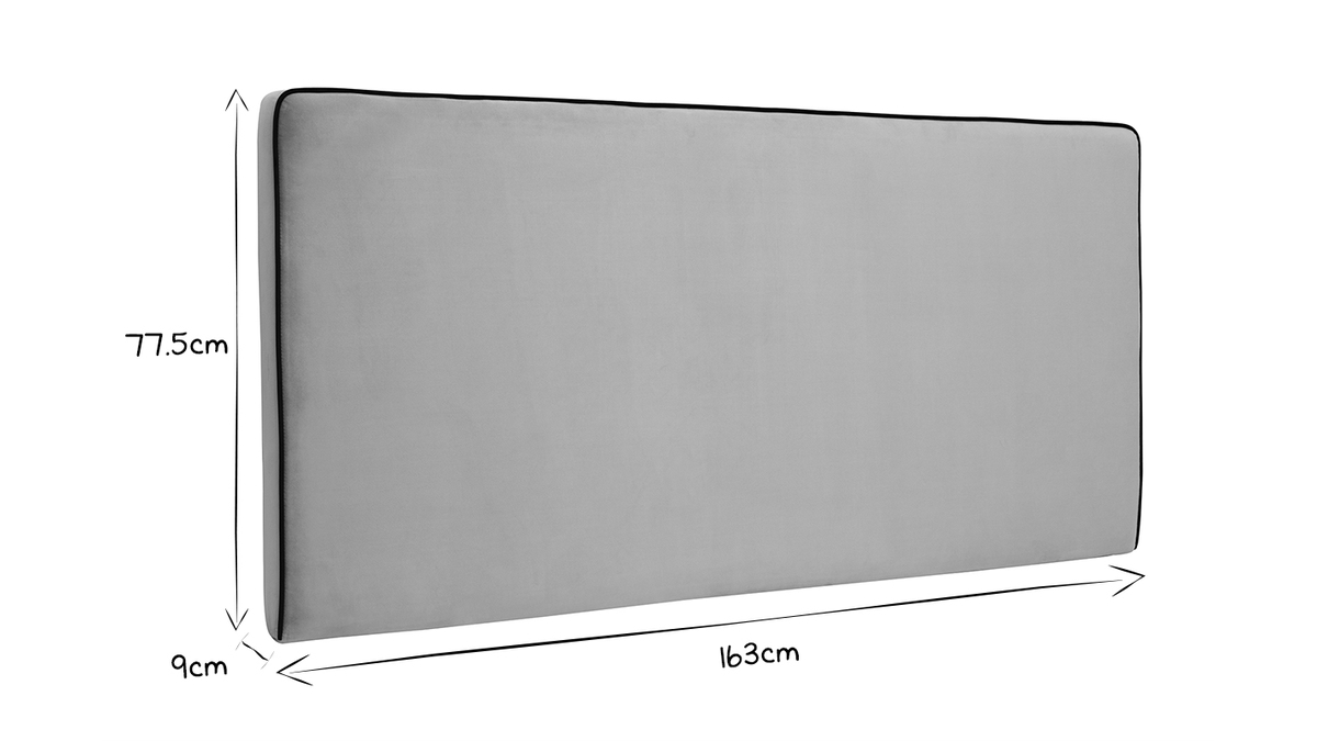 Tte de lit  suspendre en tissu velours taupe L160 cm LILY