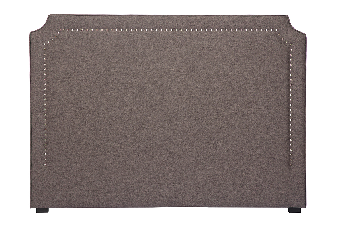 Tte de lit baroque cloute en tissu gris fonc L166 cm BARDOT