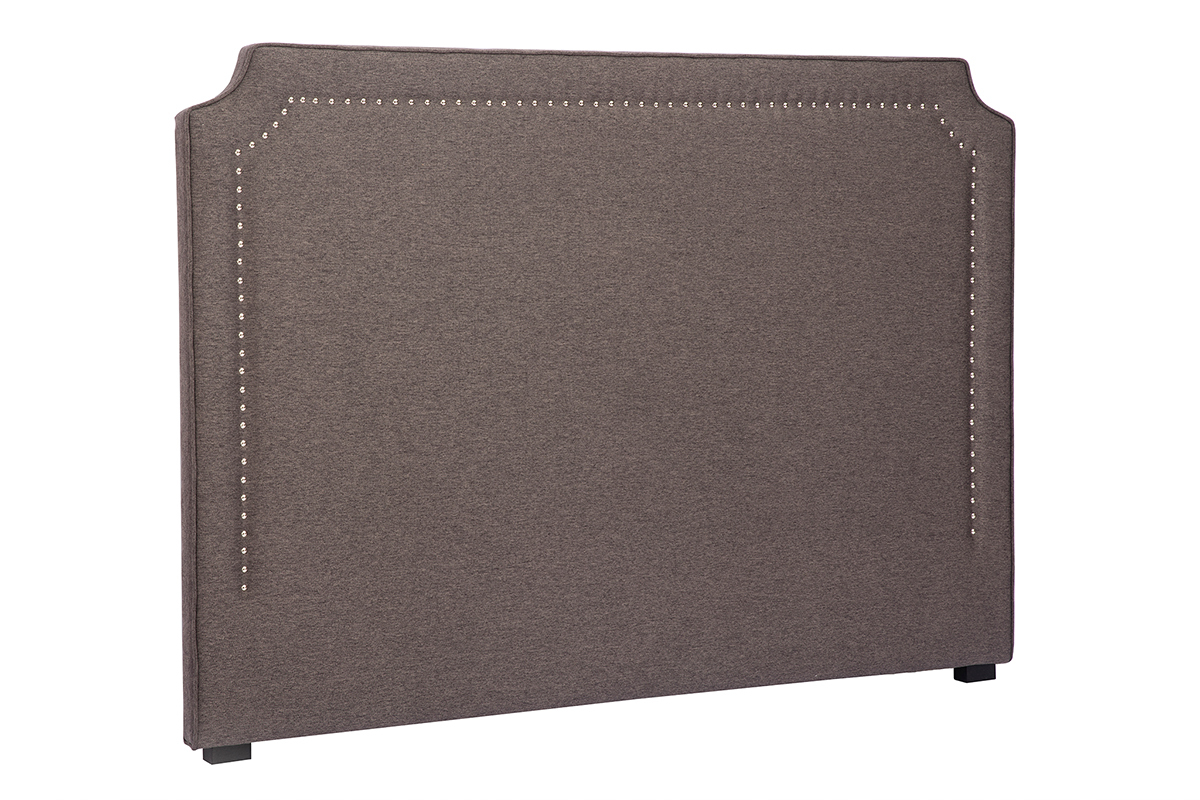 Tte de lit baroque cloute en tissu gris fonc L166 cm BARDOT