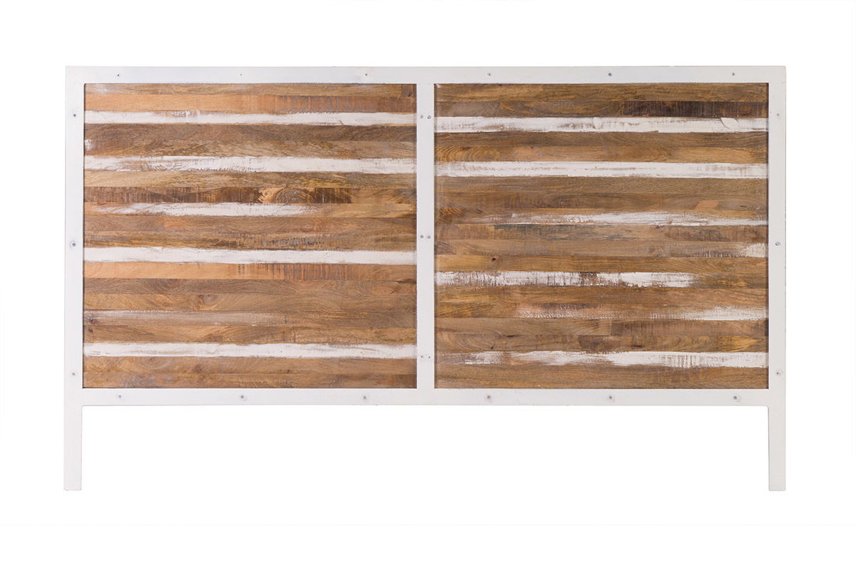 T�te de lit bois et m�tal blanc 170 cm ROCHELLE