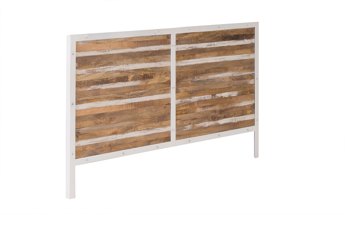 T�te de lit bois et m�tal blanc 170 cm ROCHELLE