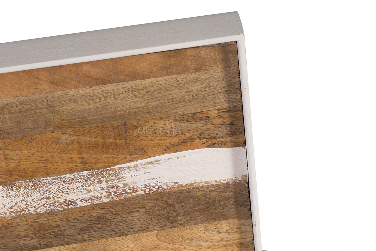 T�te de lit bois et m�tal blanc 170 cm ROCHELLE