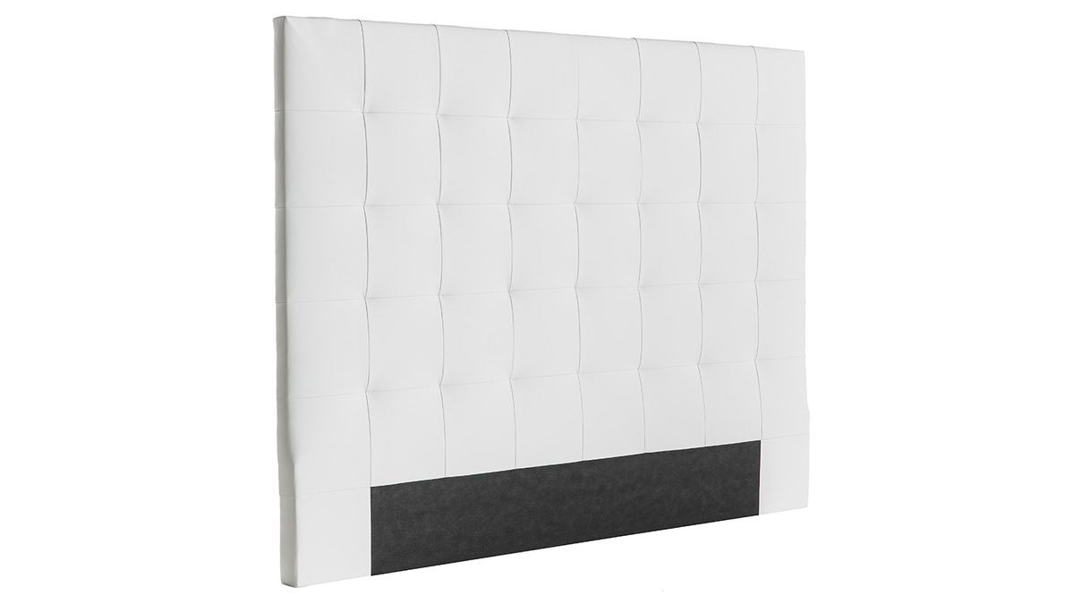 Tte de lit capitonne blanc cass 160 cm HALCIONA