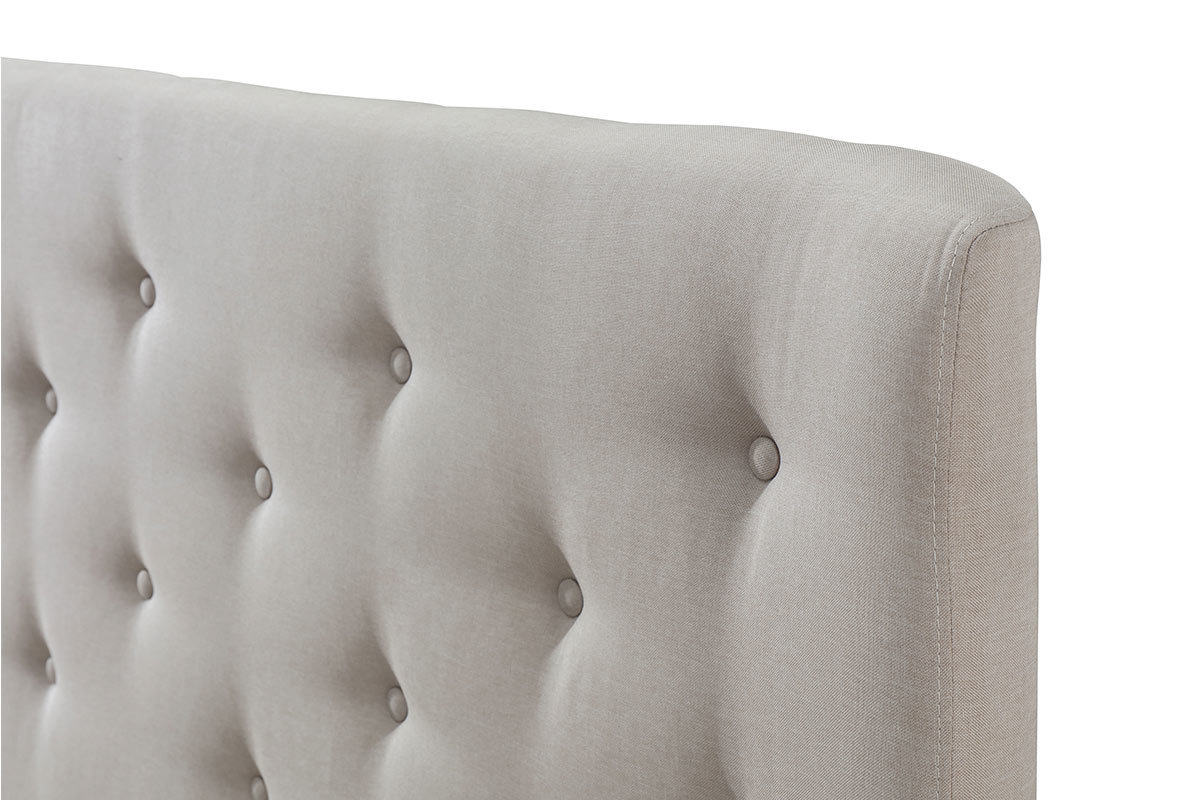 T�te de lit capitonn�e en tissu beige 150 cm EROS