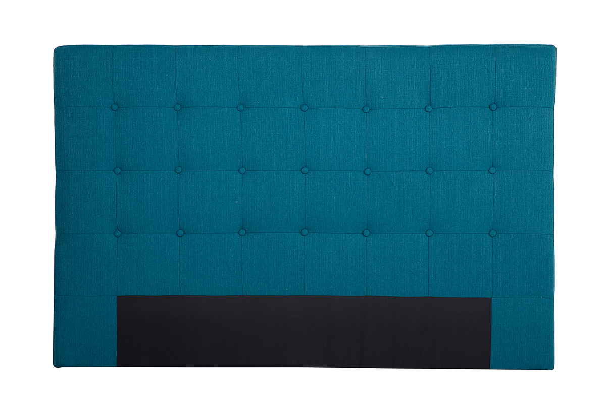 Tte de lit capitonne en tissu bleu canard L170 cm LUTECE