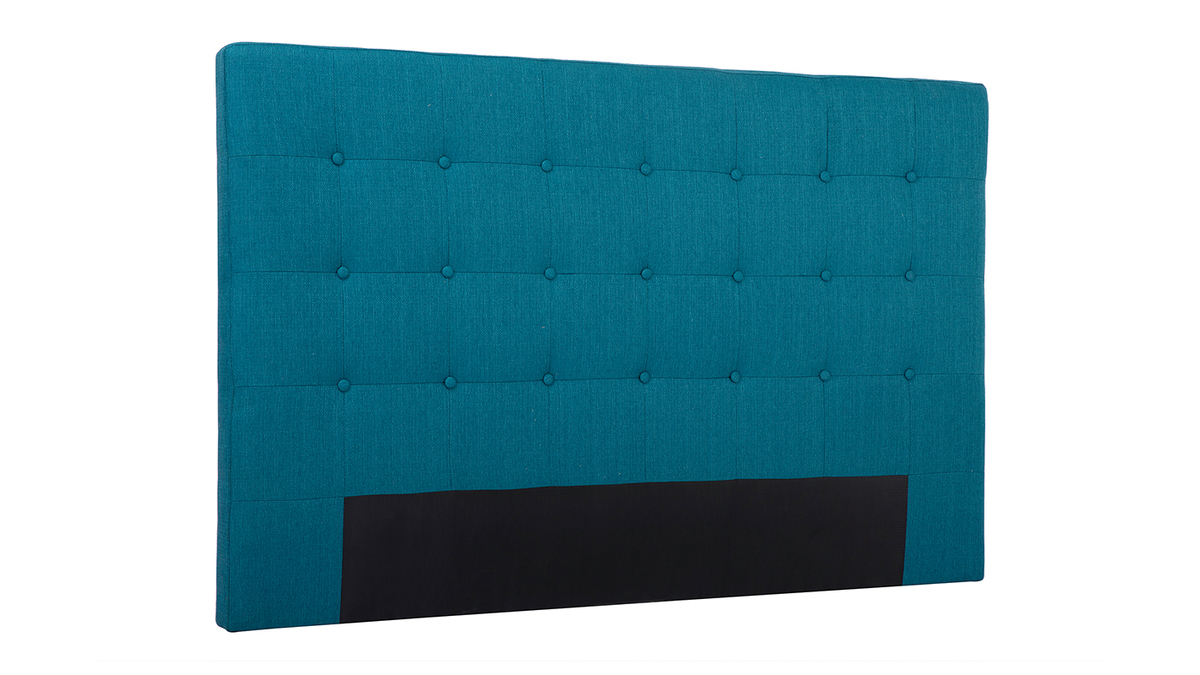 Tte de lit capitonne en tissu bleu canard L170 cm LUTECE