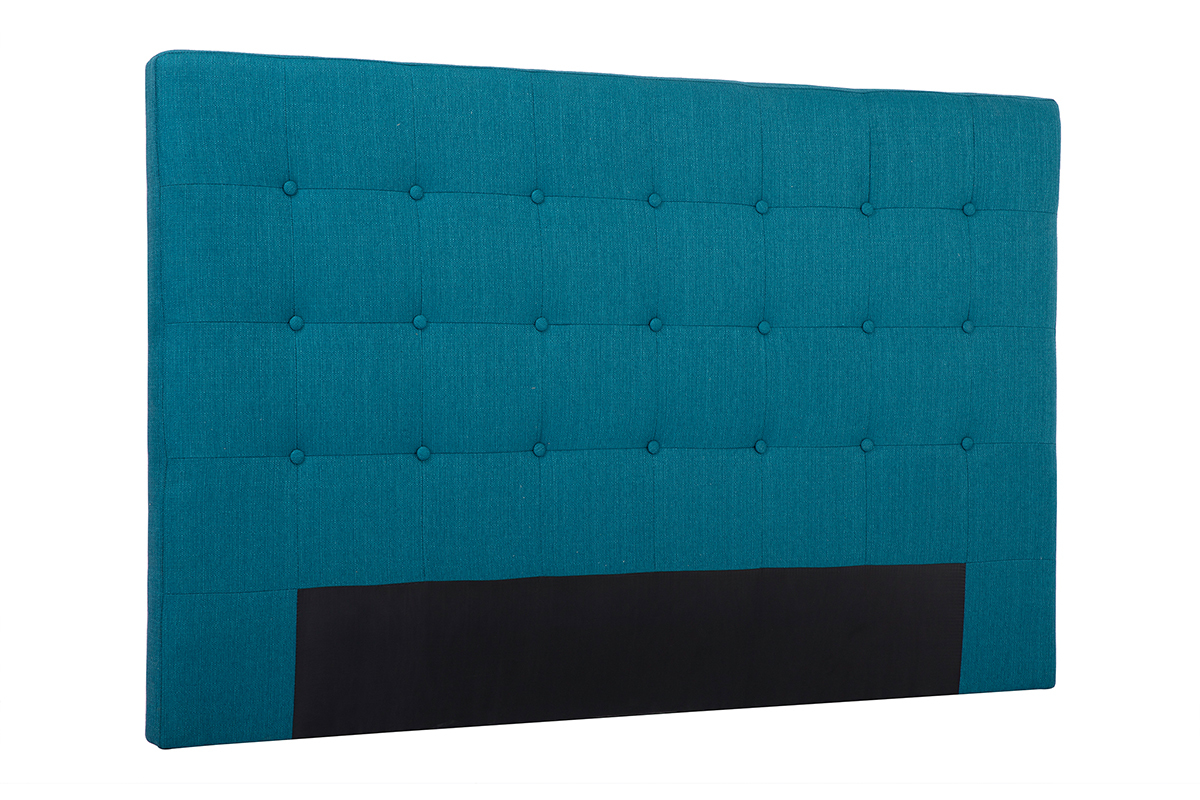 Tte de lit capitonne en tissu bleu canard L170 cm LUTECE