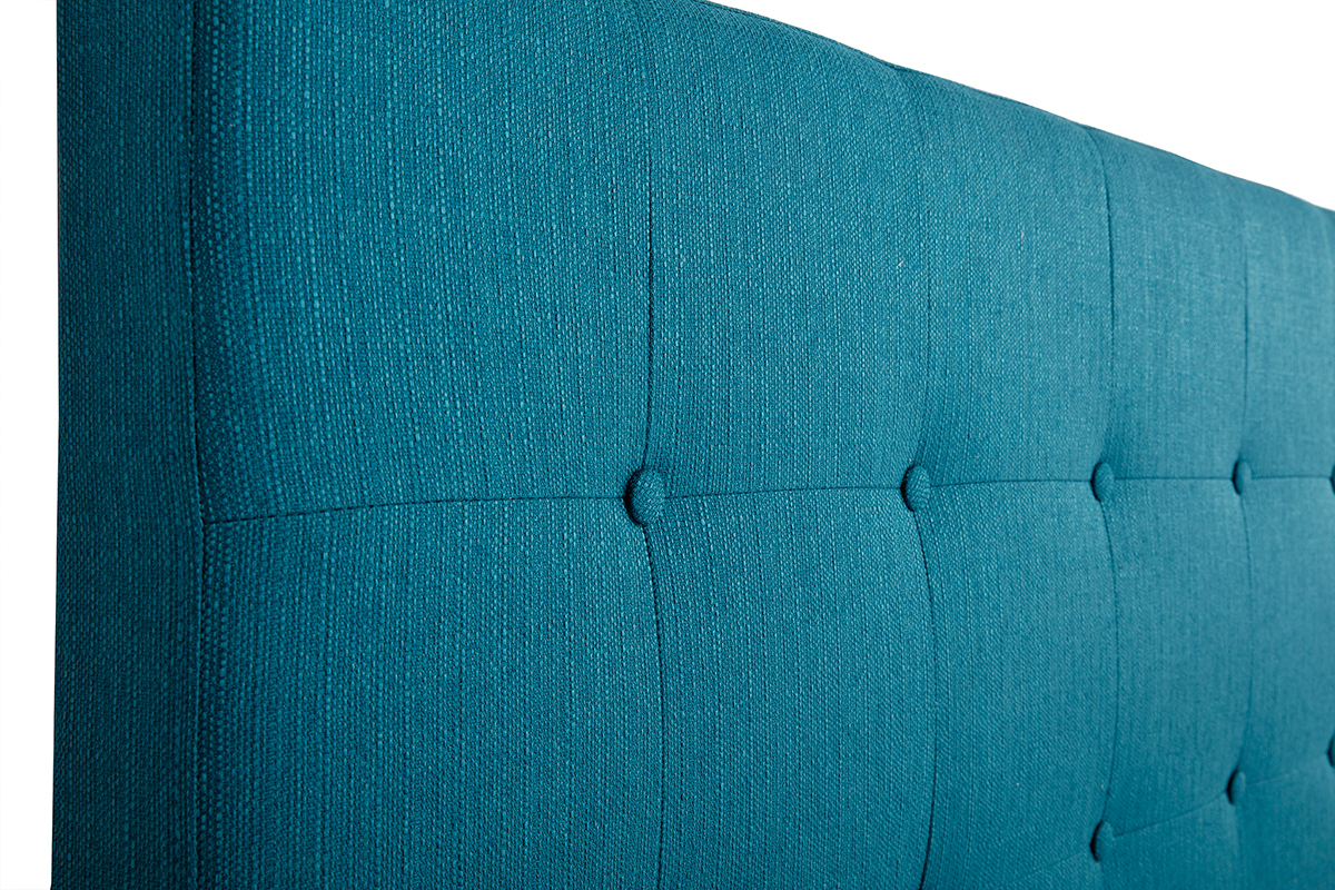 Tte de lit capitonne en tissu bleu canard L170 cm LUTECE
