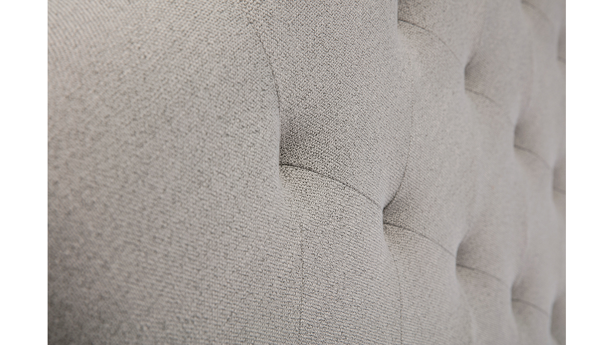 Tte de lit capitonne en tissu gris clair L140 cm ENGUERRAND