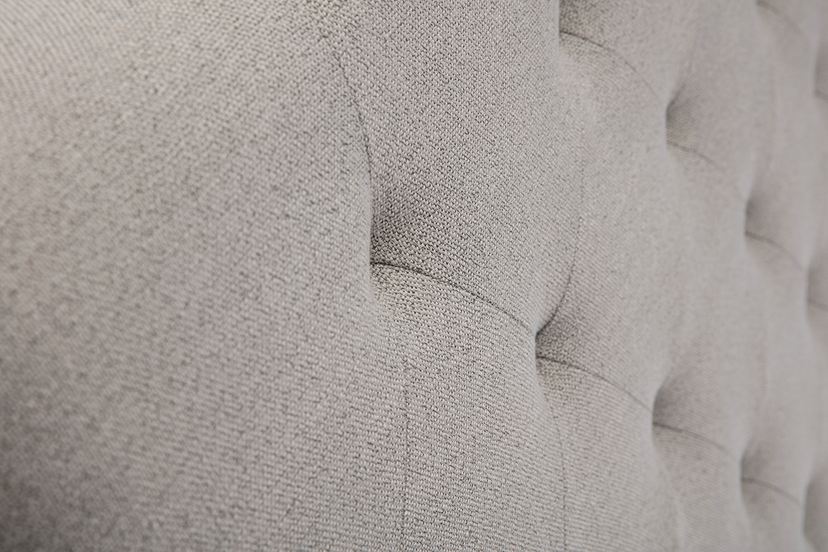 Tte de lit capitonne en tissu gris clair L140 cm ENGUERRAND