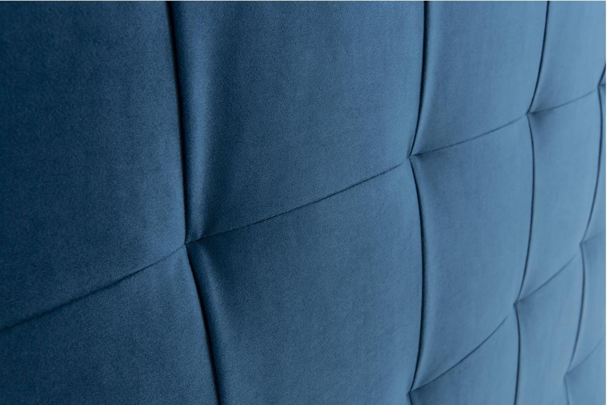 Tte de lit capitonne en tissu velours bleu fonc L160 cm HALCIONA