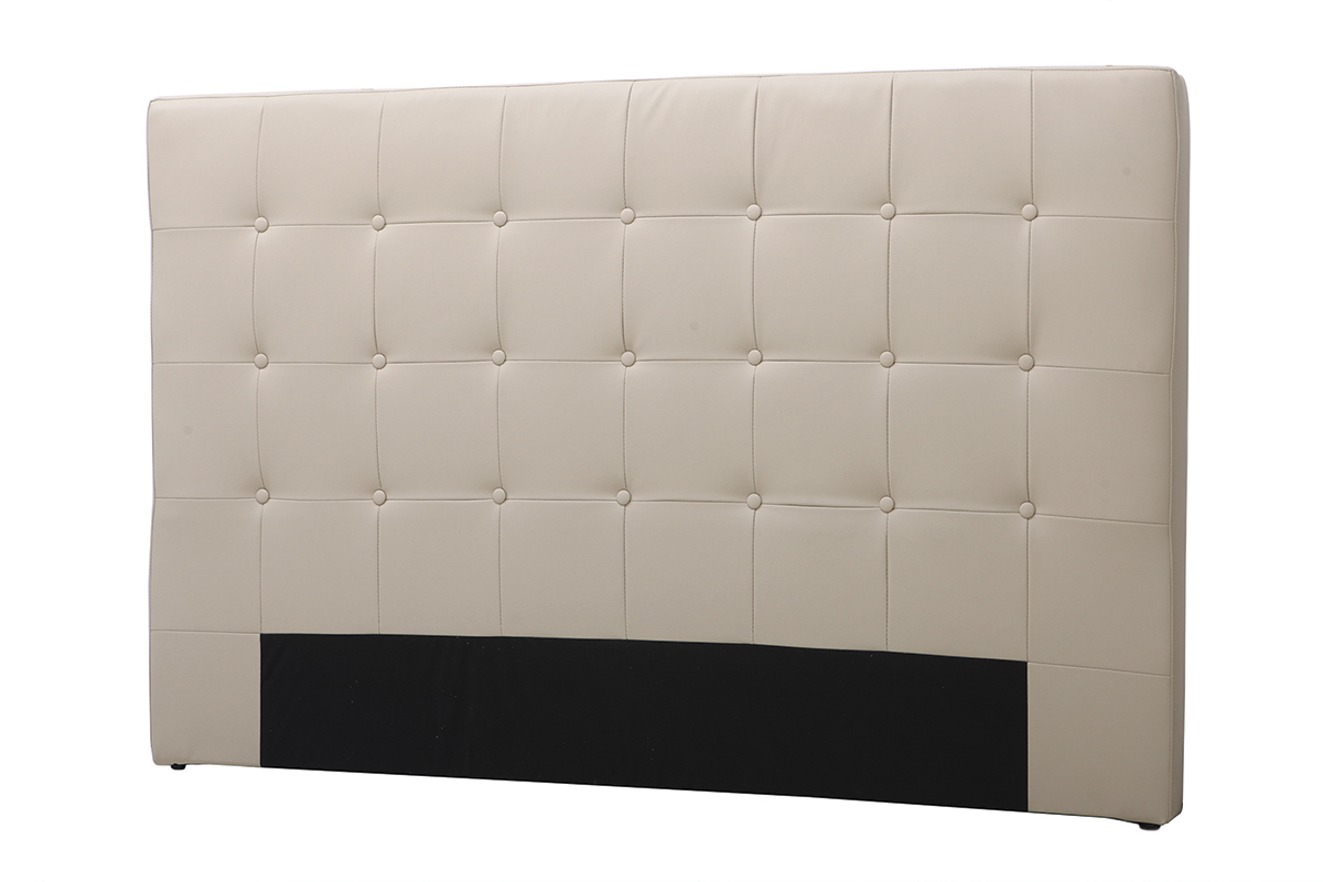 T�te de lit capitonn�e sable 160cm LUTECE