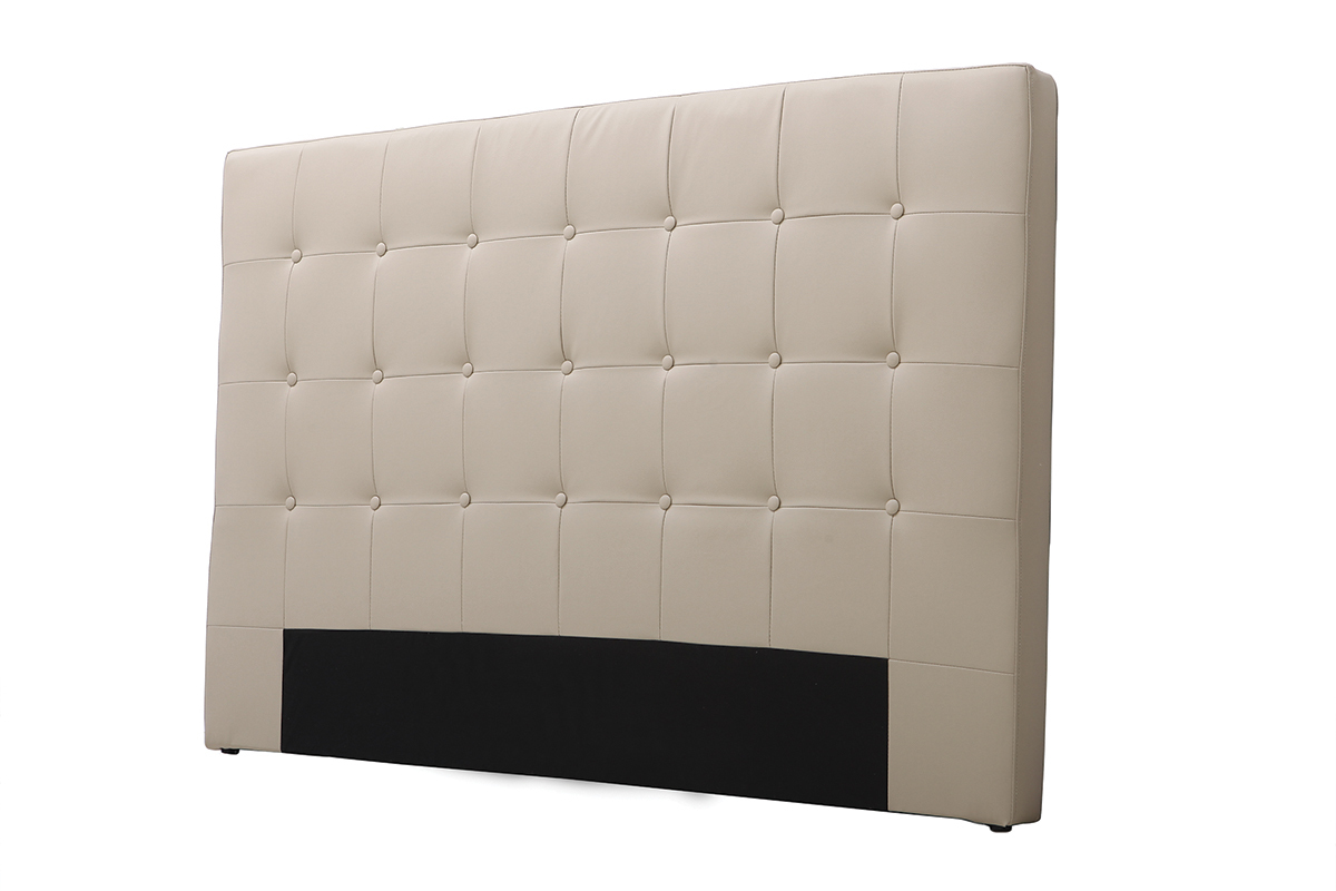 T�te de lit capitonn�e sable 160cm LUTECE