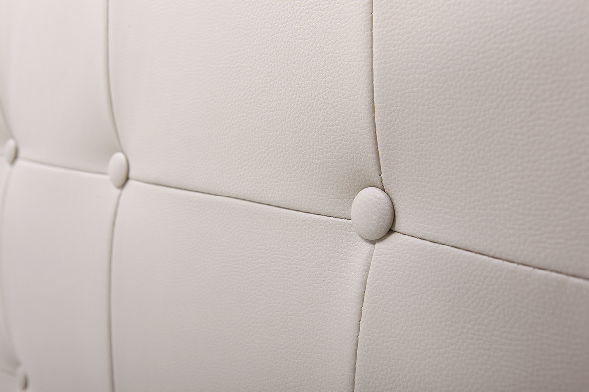 T�te de lit capitonn�e sable 160cm LUTECE