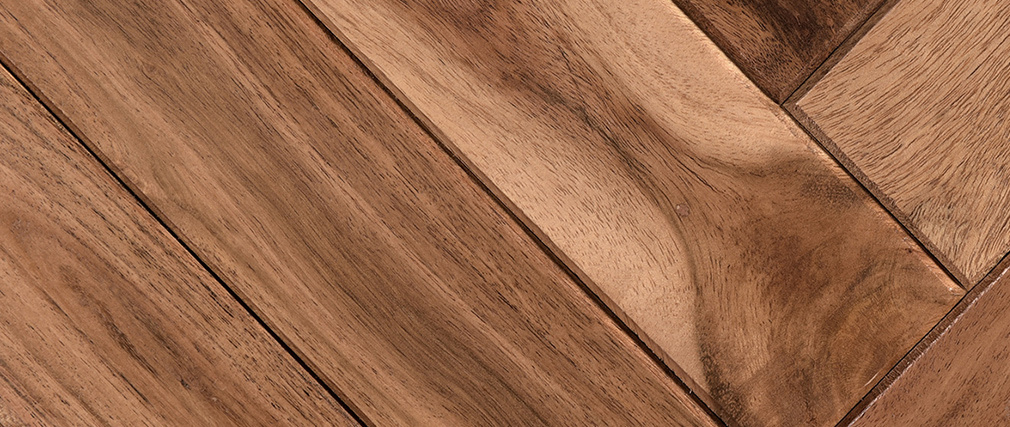 T�te de lit chevrons en acacia et m�tal noir L165 cm STICK