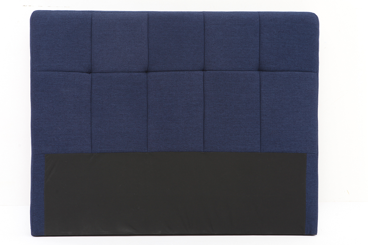 T�te de lit classique tissu bleu fonc� 140 cm CLOVIS
