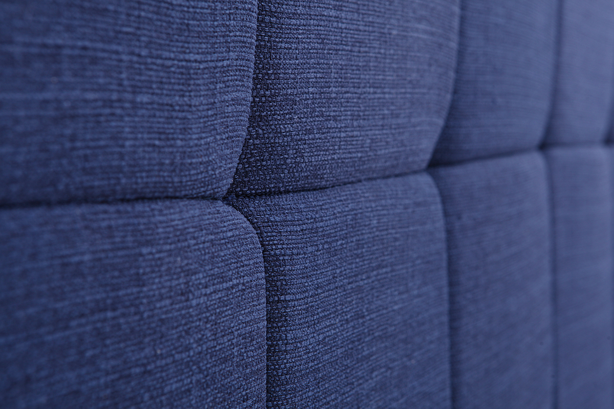 T�te de lit classique tissu bleu fonc� 140 cm CLOVIS