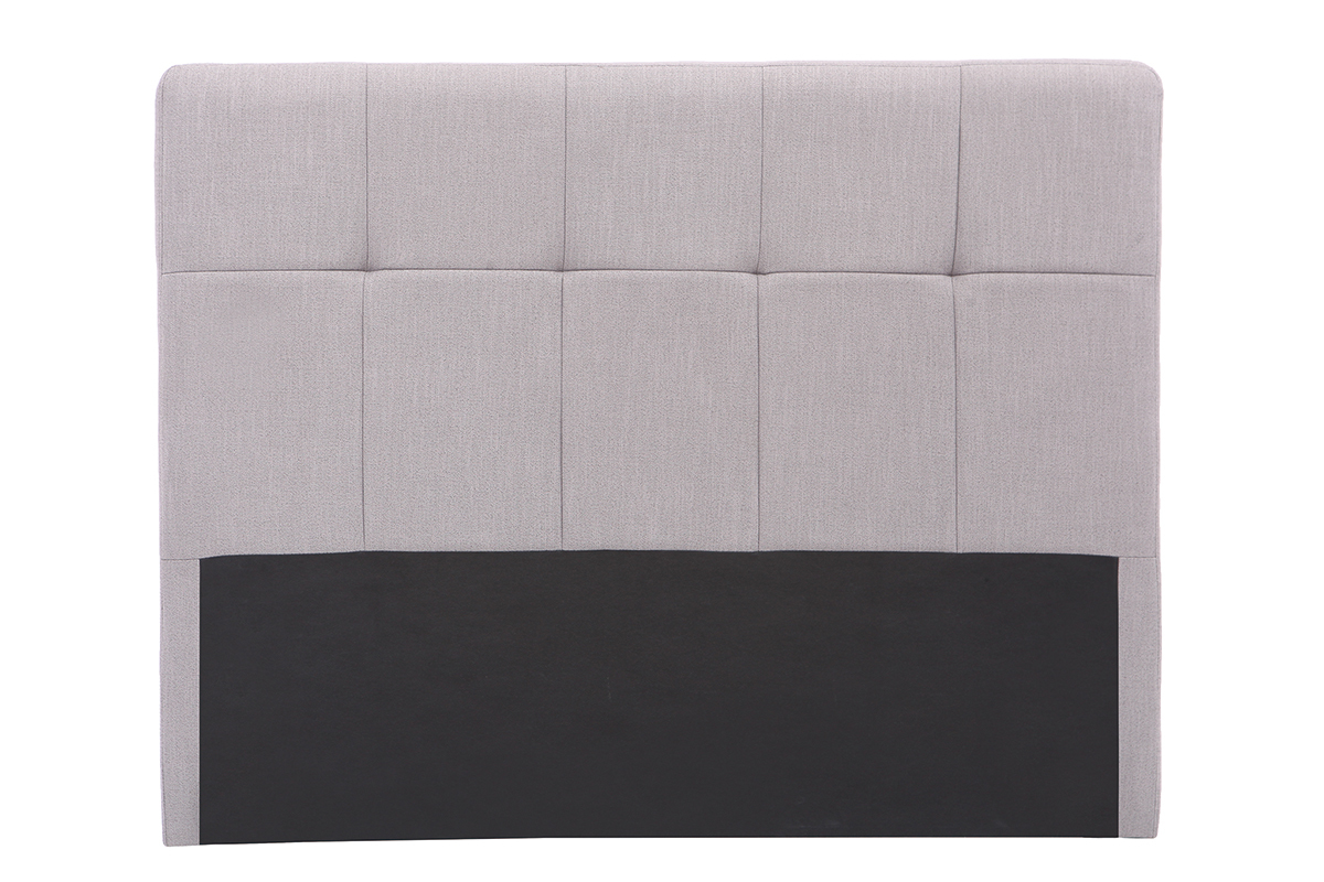 T�te de lit classique tissu gris clair 140 cm CLOVIS