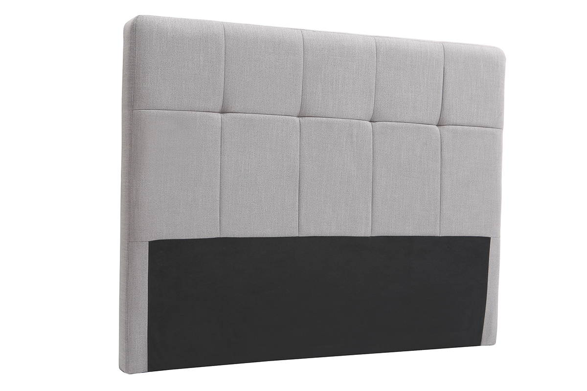 T�te de lit classique tissu gris clair 140 cm CLOVIS